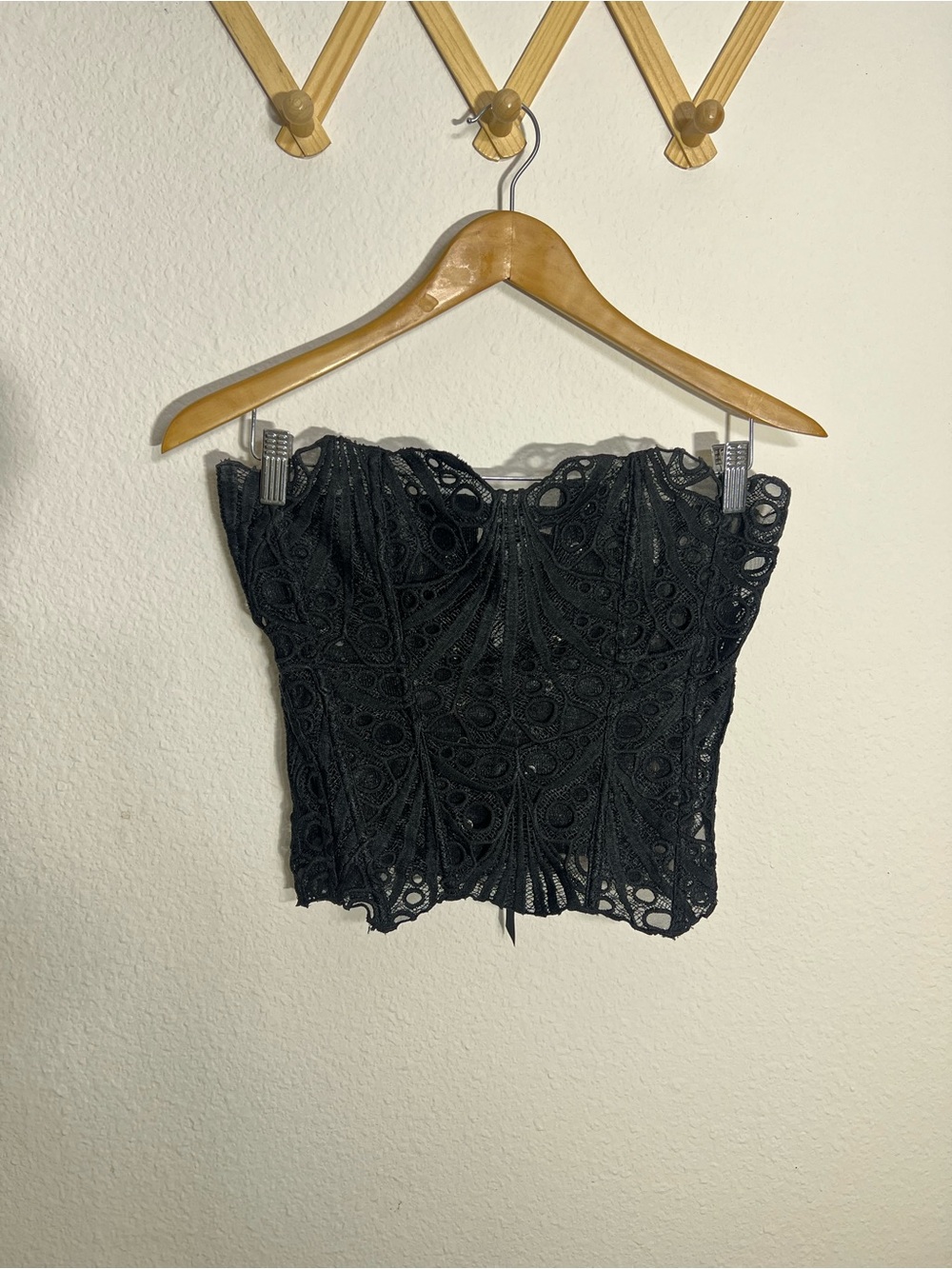 NO BRAND • black lace over bust corset top